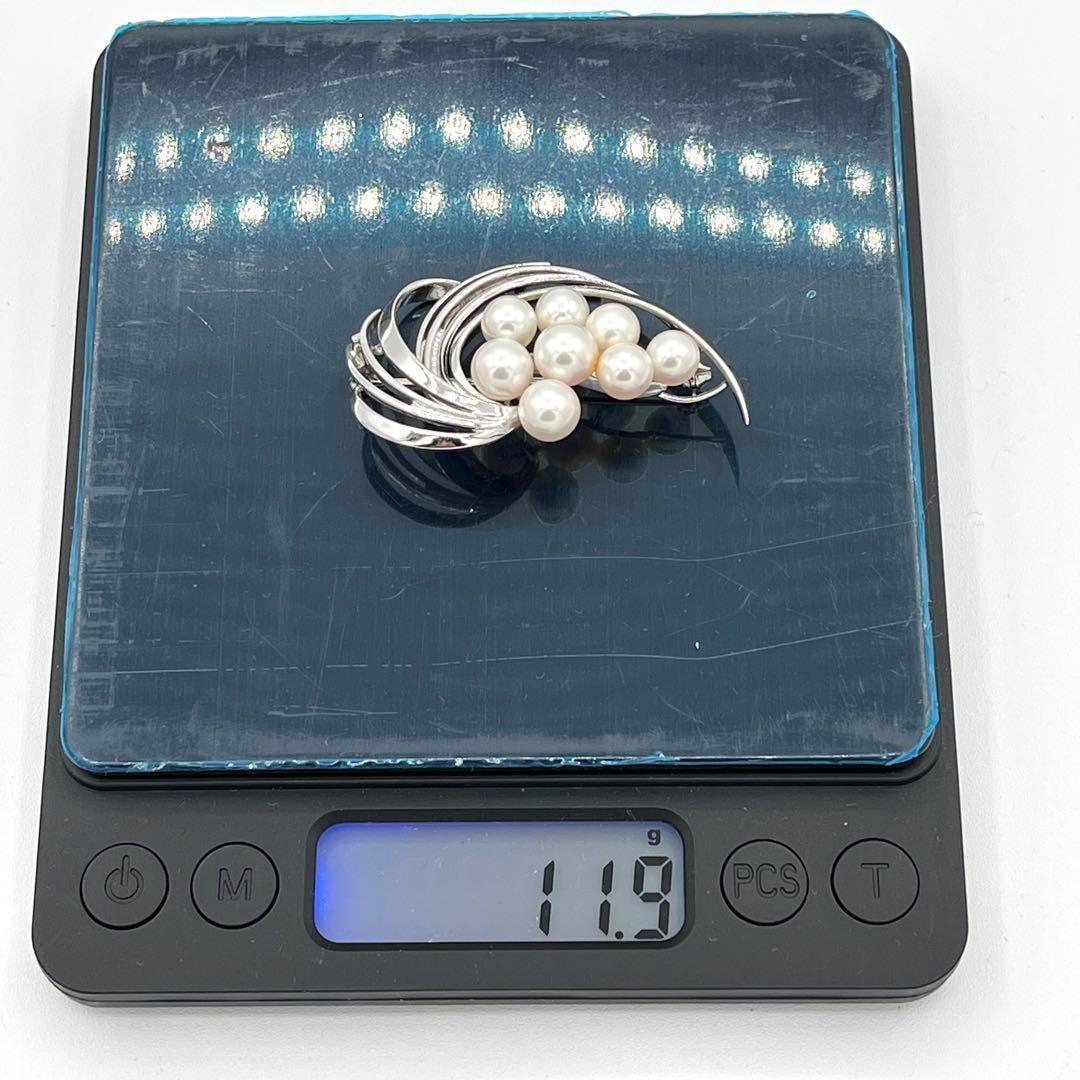 ☆美品☆ミキモト　パール　8珠　ブローチ　シルバー　皇室御用達ブラ