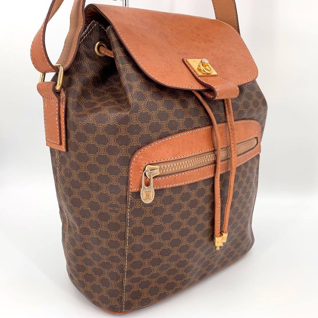 CELINE セリーヌ ショルダーバッグ 巾着 マカダム トリオンフ ブラウン