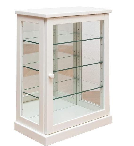 【新品アウトレット】背面ミラー付きガラスコレクションケース ホワイトウォッシュ
