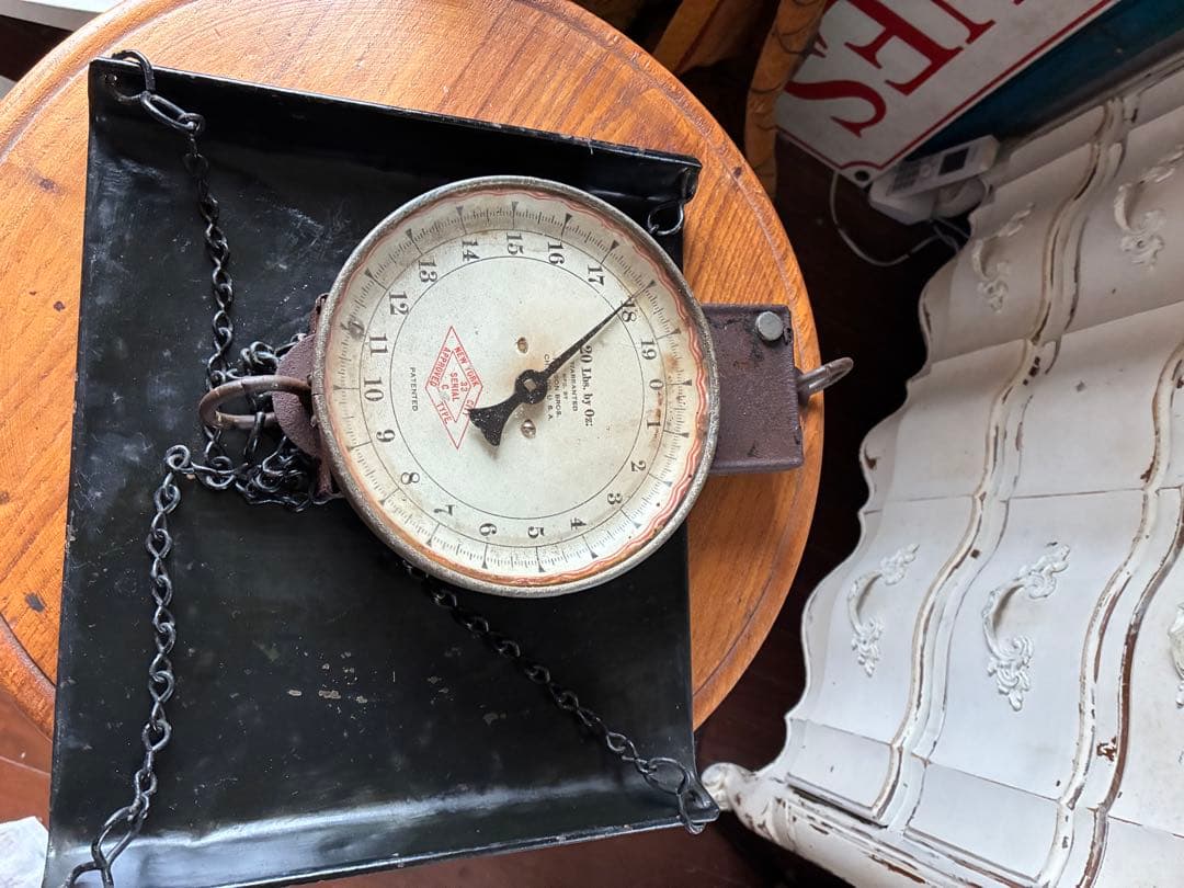 アンティーク　ハンギング　スケール　お皿チェーン付き　秤はかり　アメリカ100年