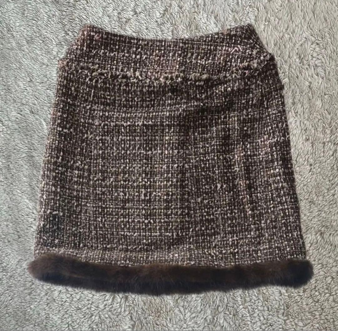 I♡NY　ツィード セットアップのスカートのみ　ミンクファー付