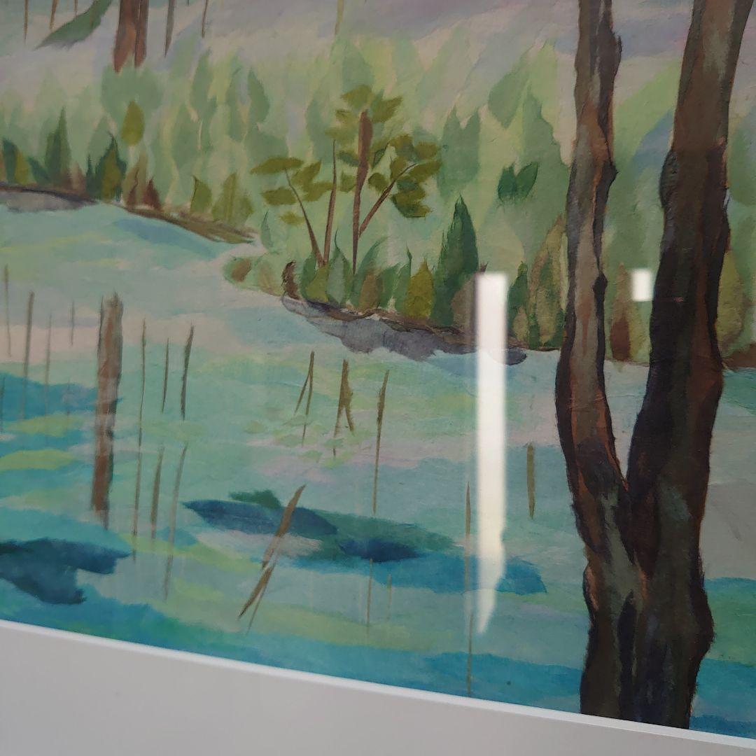 【美品】風景画　千切り絵作家　署名入り　高級額縁　大型絵画　高級和紙　30号