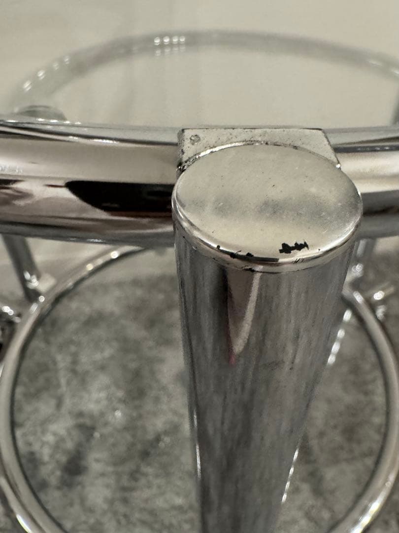 ミッドセンチュリー　テーブル　ガラス 3段サイドテーブル　モダン 机　可変式