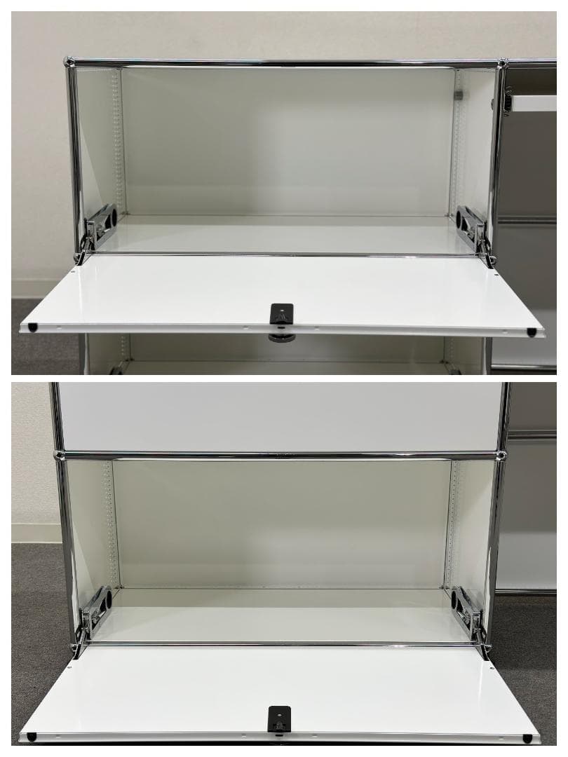 正規品■USMハラー■1列2段キャビネット＆デスク 　キーボードスライダー付　白