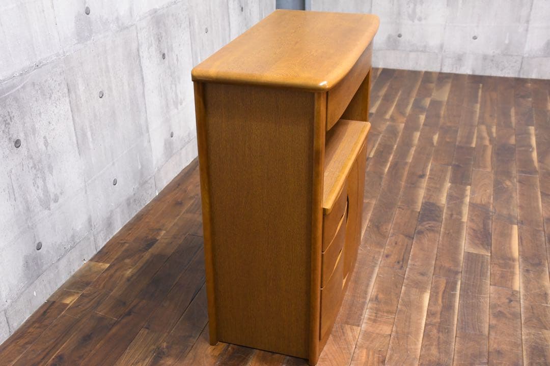 EDK82 浜本工芸 ナラ無垢材 ファックス台 2口コンセント付き 電話台