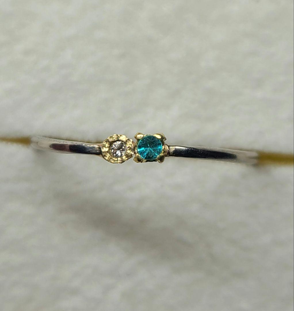 ブルーネオンとピンクの輝き★パライバトルマリン&ピンクダイヤモンドリング18金★