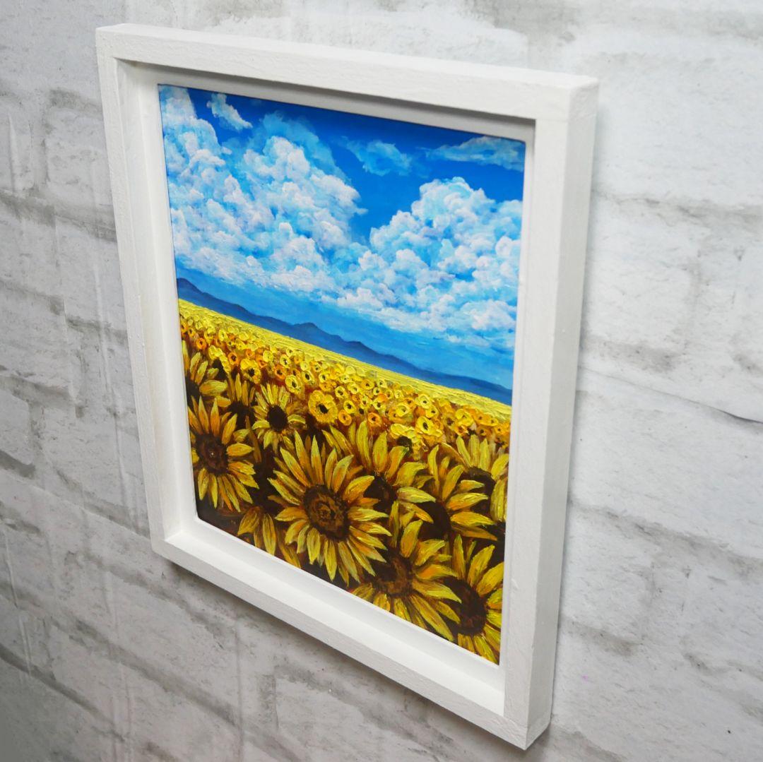 油絵 油彩 油彩画 絵 絵画【空と雲のひまわり畑】