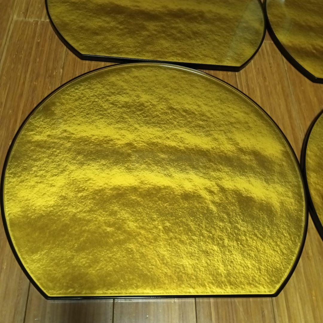 半月両面お膳4枚セット 金のランチョマット ゴールド リバーシブル お正月 お祝