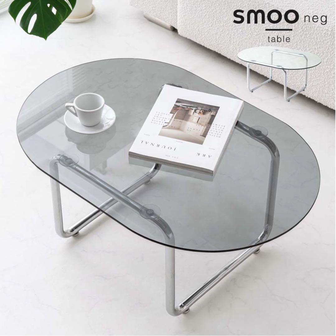 ミニマリスト円形ガラステーブル　韓国インテリア風