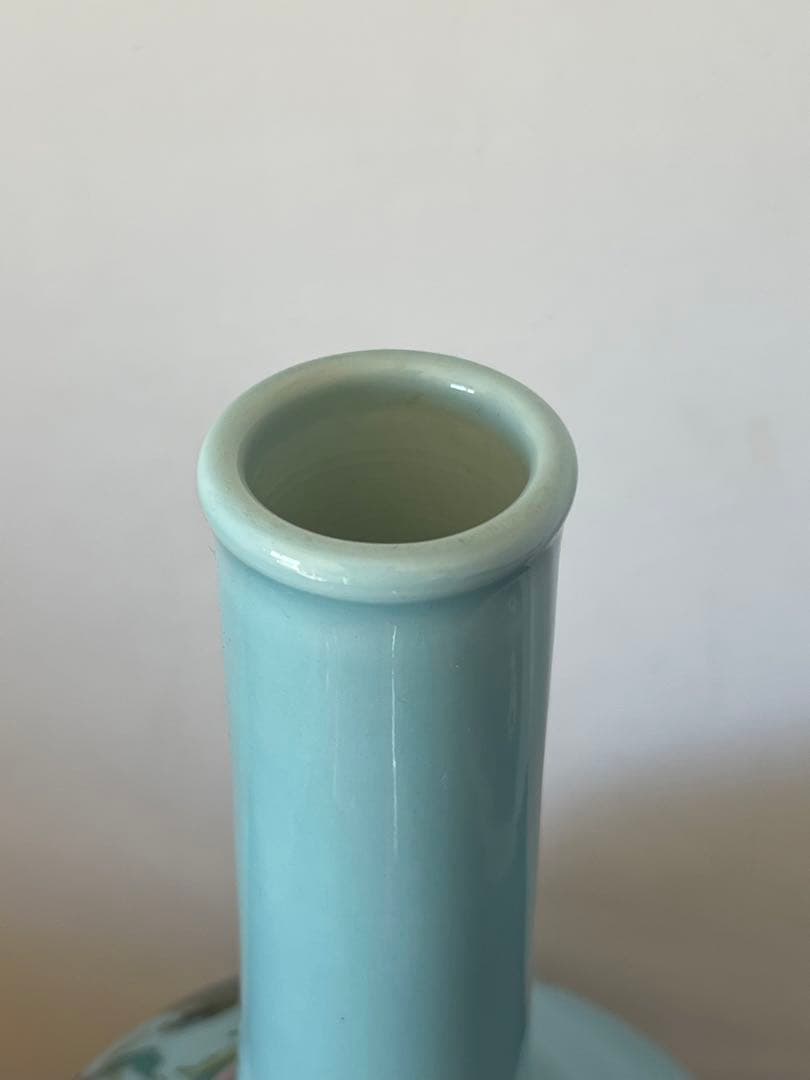 中国古美術/粉彩花鳥紋天球瓶 【大清乾龍年製】在銘/XG4-1