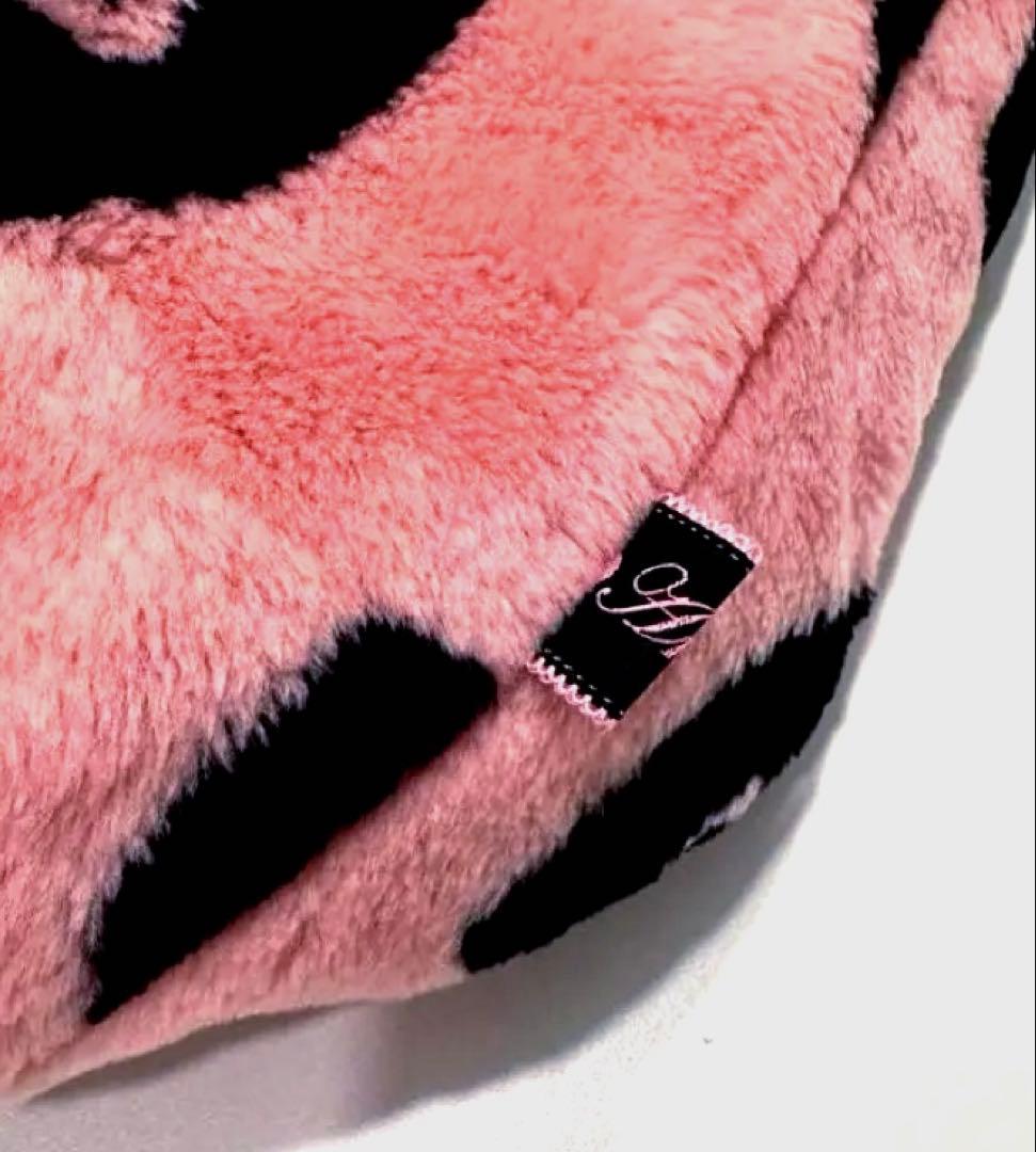 ★新品未使用★ふわふわ暖かい リボン柄ファーベッド リバーシブル 小型犬 小動物