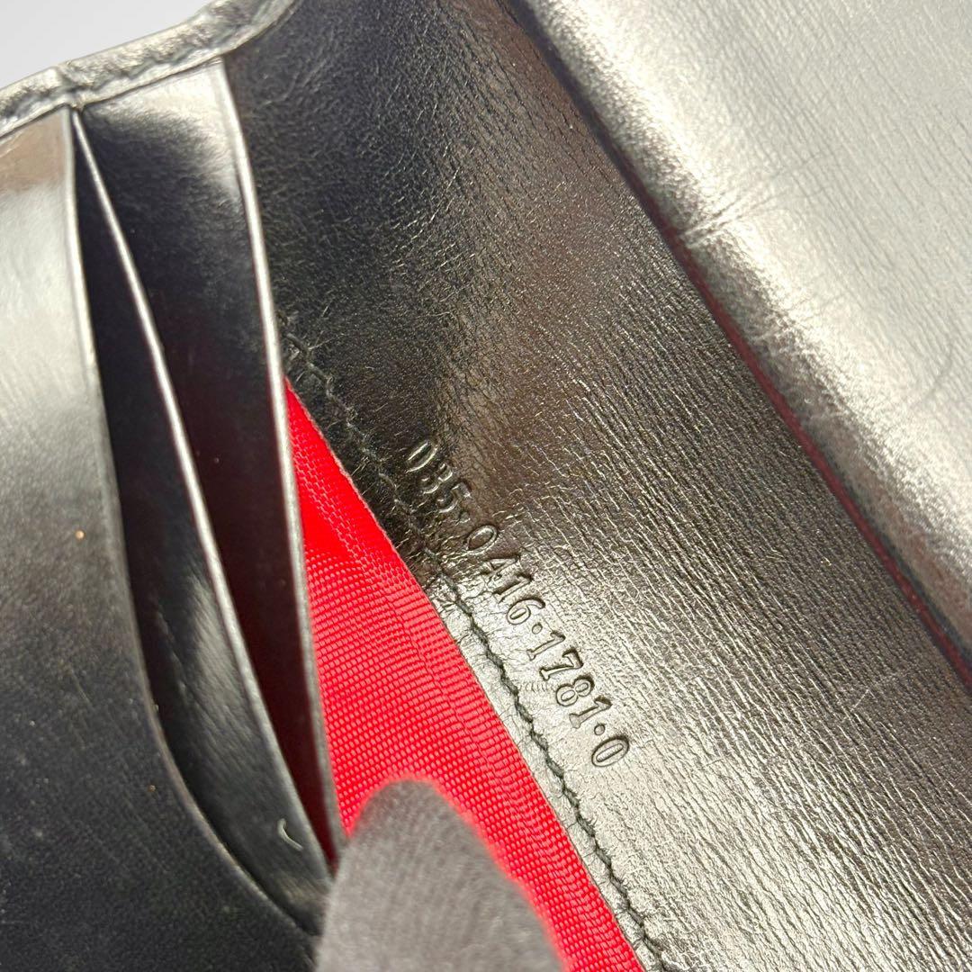 希少✨GUCCI グッチ 二つ折り財布 がま口 レザー ブラック イタリア製