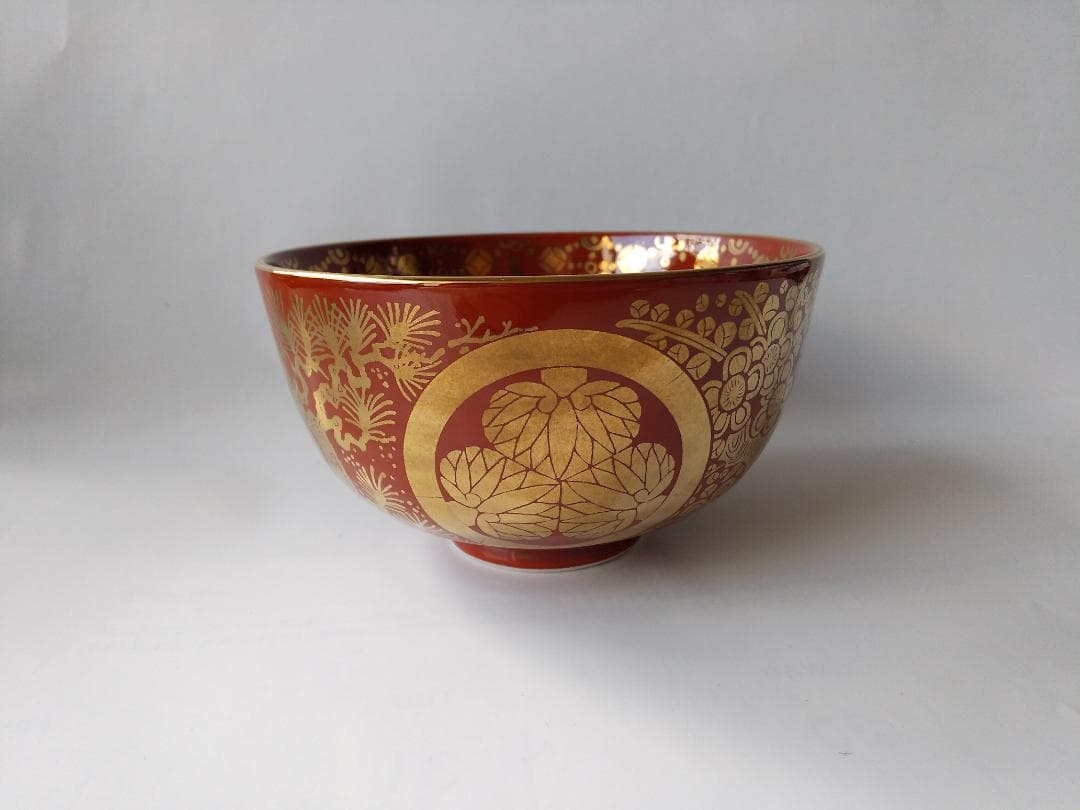 京焼 平安 勝見永泉 作 金襴手葵龍紋 茶碗 共箱 共布 茶道具 抹茶碗 新品