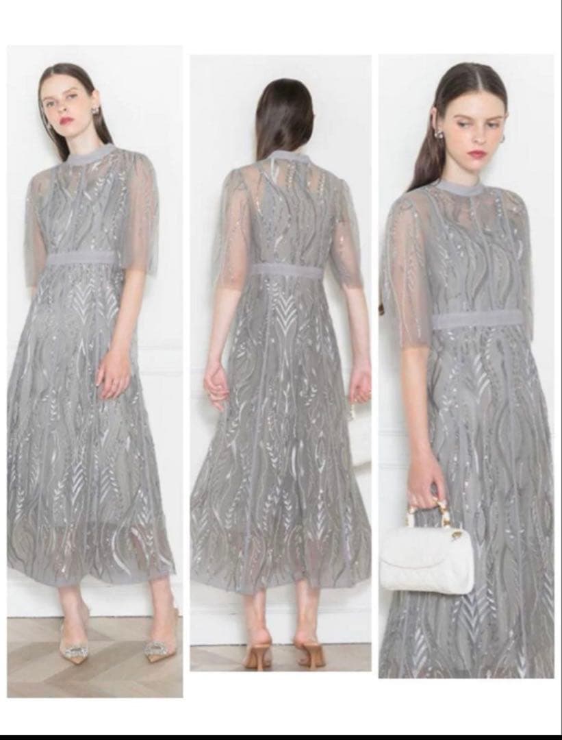 leja オケージョン　シースルーパーティードレス グレー　ドレス