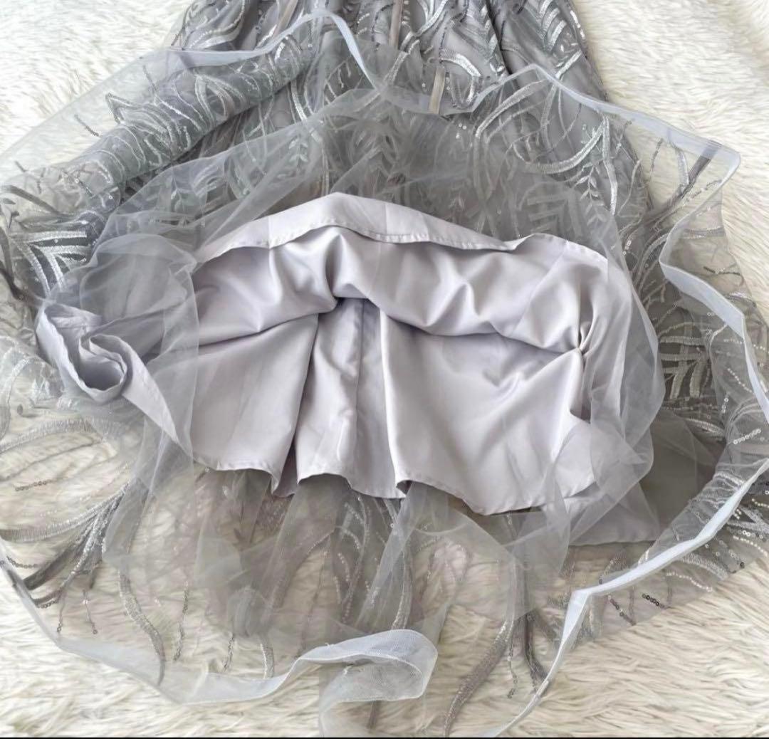 leja オケージョン　シースルーパーティードレス グレー　ドレス