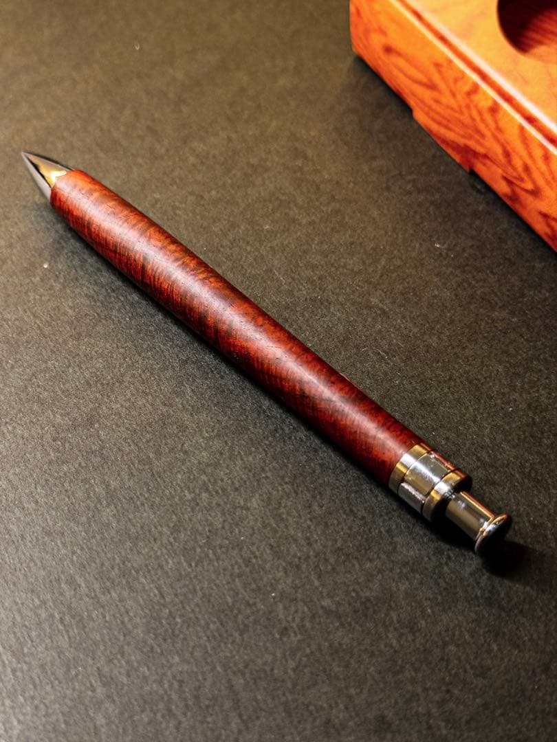 工房 楔 シアメース ローズウッド ペンシル 楔 縮 杢 カーリー 木軸ペン