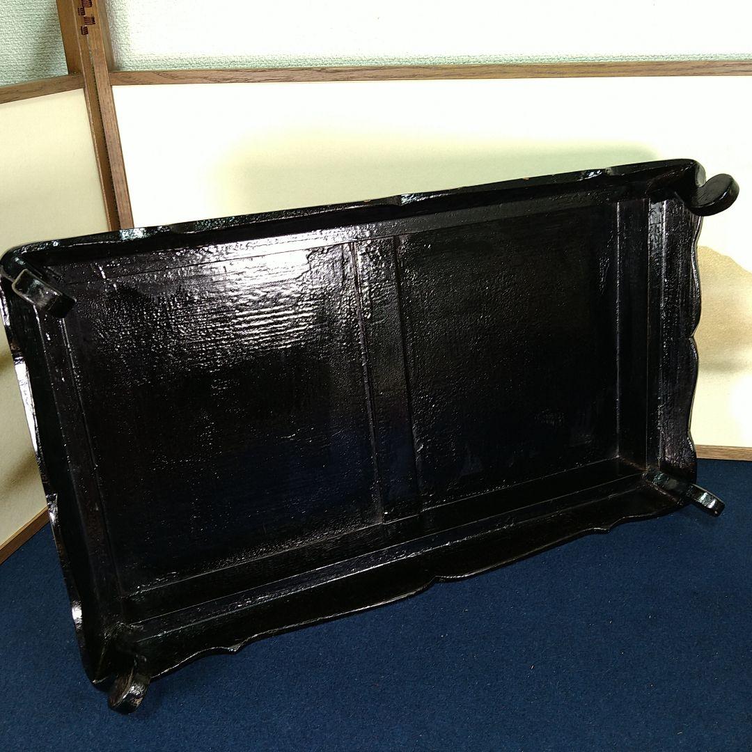 AA131 螺鈿 平卓鶴松めでた図 香炉付 飾り台 花台 香台 植木台