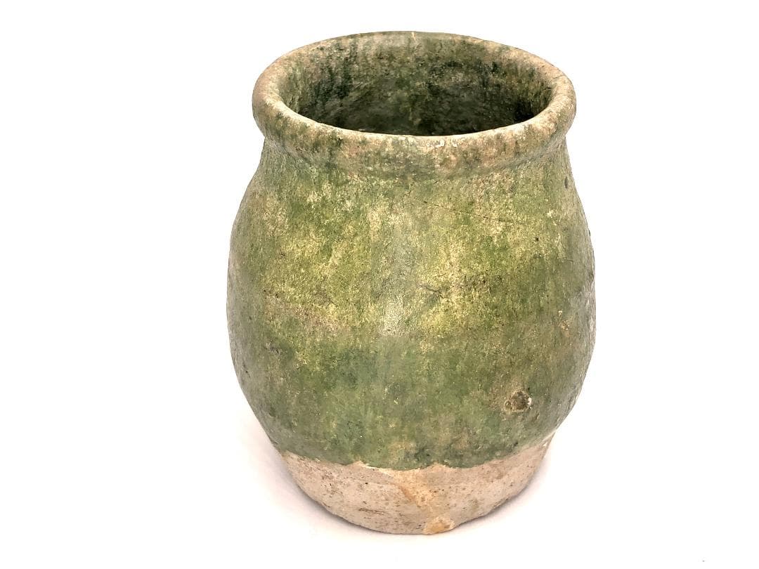 【 漢代緑釉小壺 】　出土文物　注記有　桐箱付