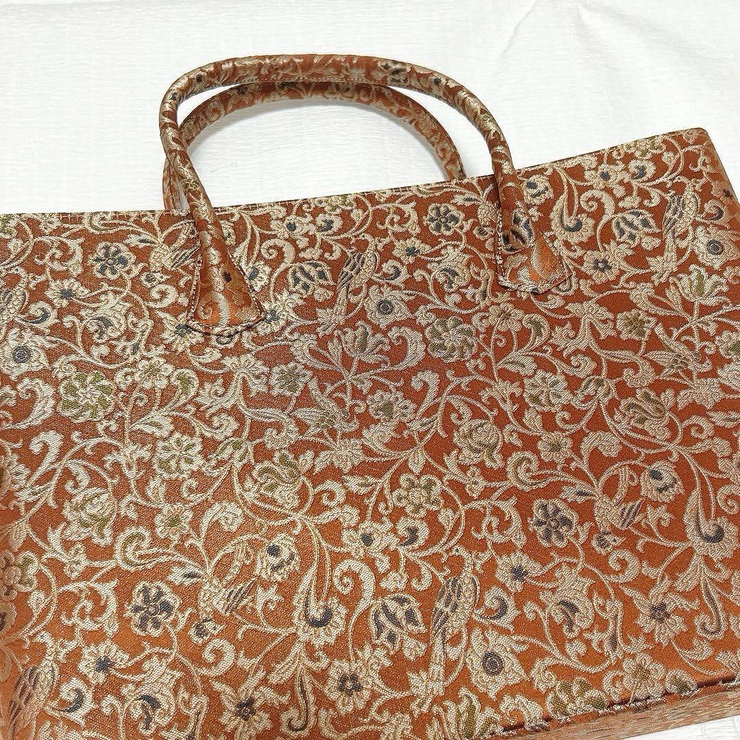 川島織物 和装バッグ Wファスナーバッグ(大) 瑞鳥唐草 絹 シルク 未使用