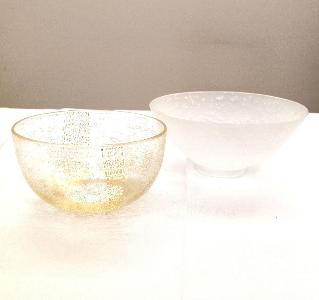 茶道具　抹茶茶碗　２点　ガラス　木箱なし