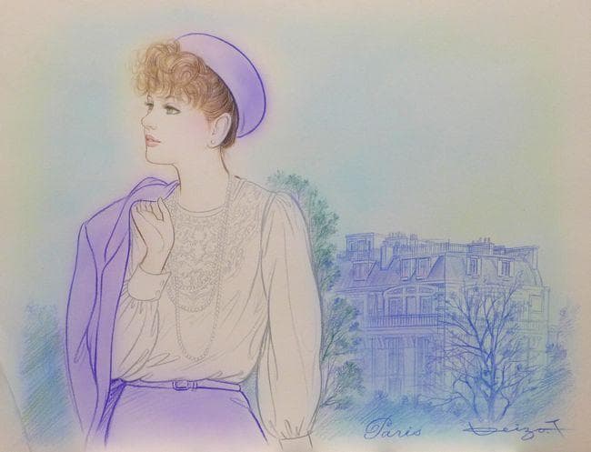 イラスト原画　塚本馨三　 「パリ」