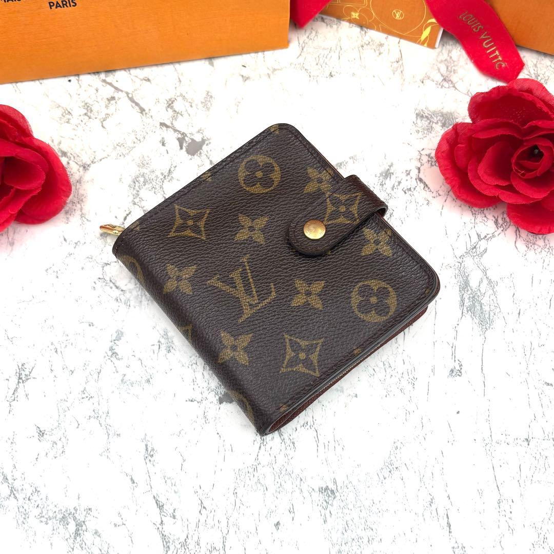 【新品同様】 ルイヴィトン モノグラム コンパクトジップ 折り財布