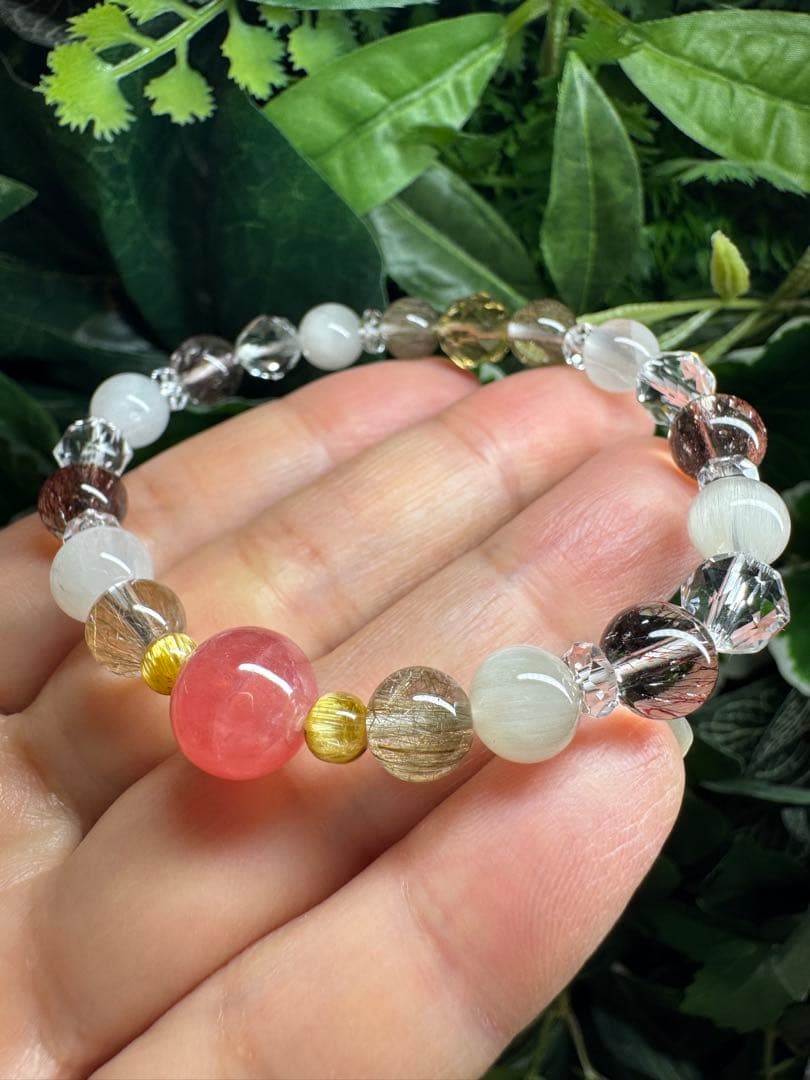 ロードクロサイト ウィスキークォーツ　ブレスレット