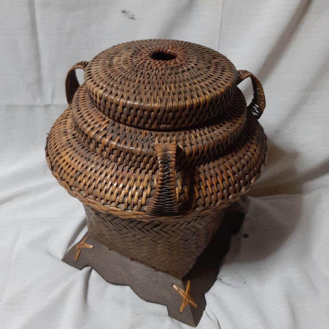 骨董品◆竹籠◆華道道具　唐物篭花入