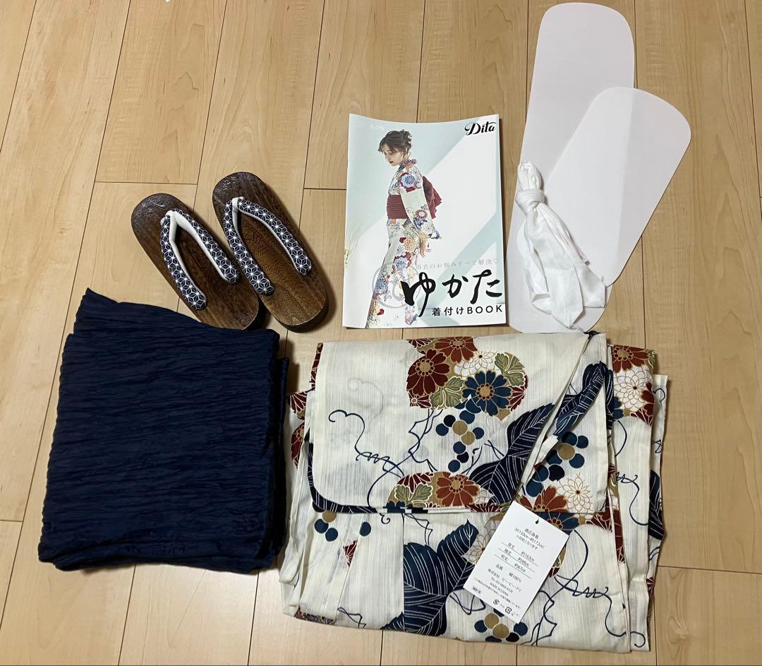 週末値下げ　1人で着られる浴衣5点セット