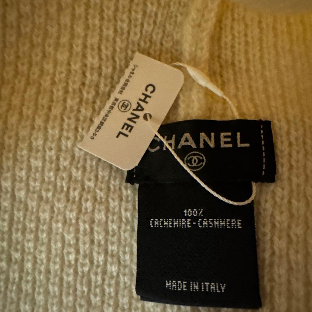 新品タグ付き　CHANEL カシミヤ ニット帽　白　アイボリー