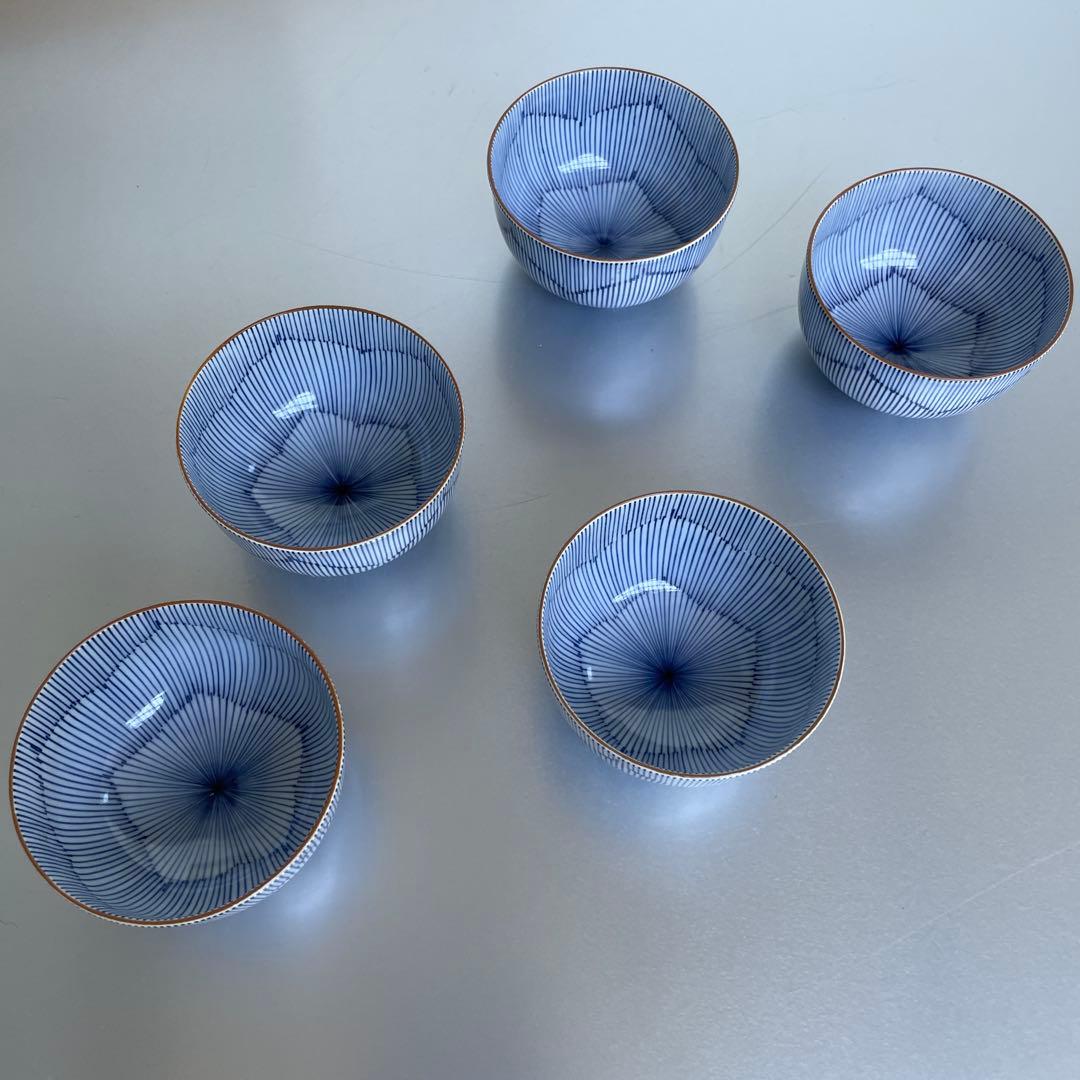 最終価格　馬場京泉　京焼・清水焼　桔梗文湯呑　5個セット