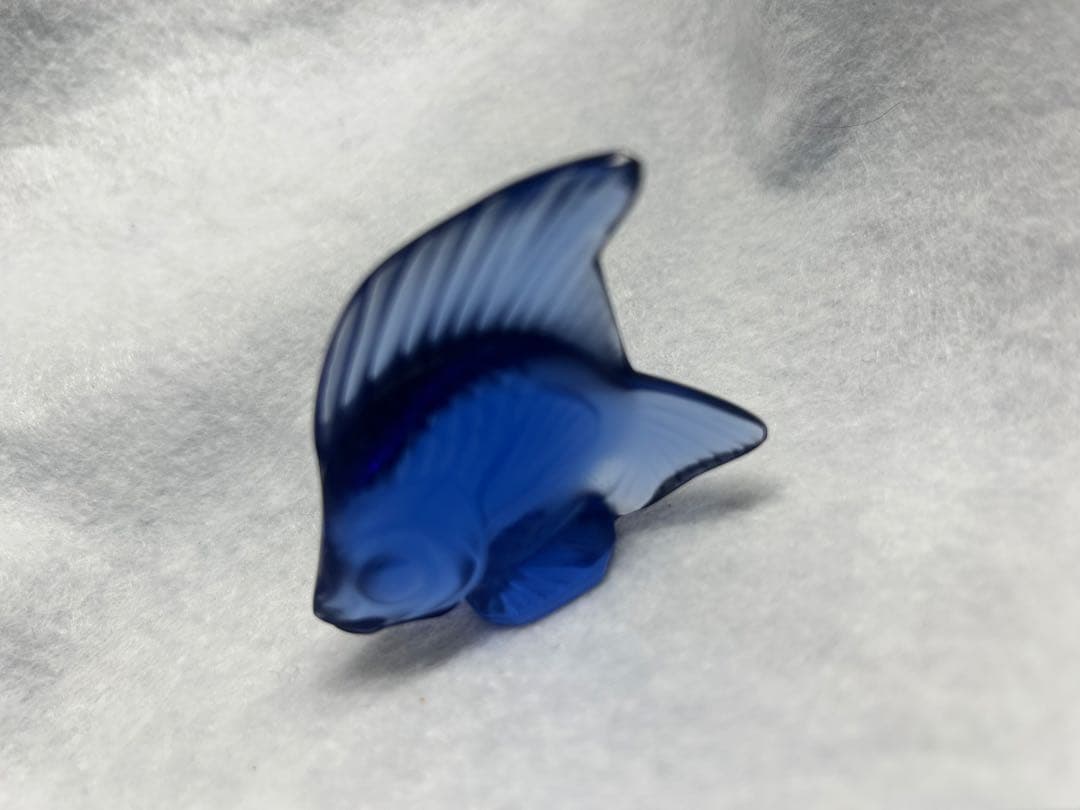 LALIQUE 青色 ガラス 魚の置物