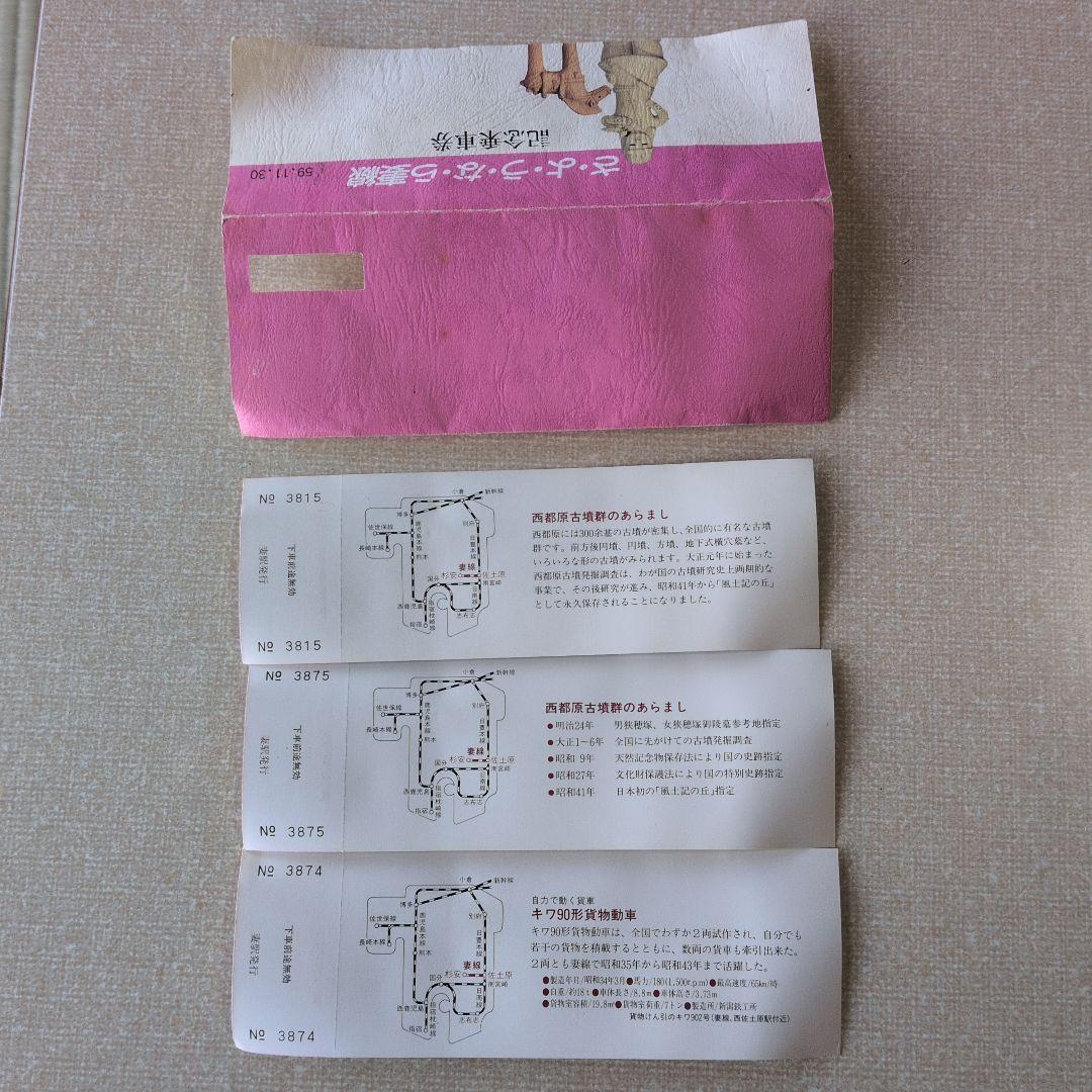 記念乗車券（未使用、JR記念切符、妻線、昭和59年発行）