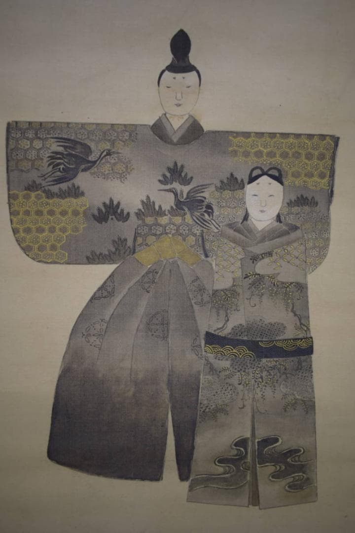 真作/喜翁/立雛図/桃の節句/布袋屋掛軸HI-962