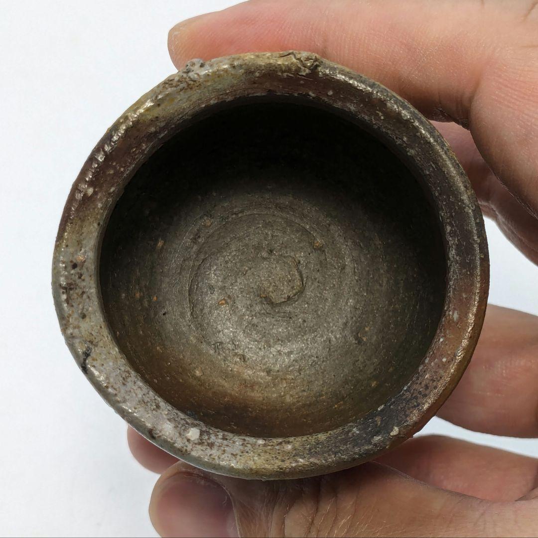 藤原謙（三代目藤原楽山） 造 備前焼 金彩緋襷徳利&酒呑 合箱合布 ぐい呑 酒器