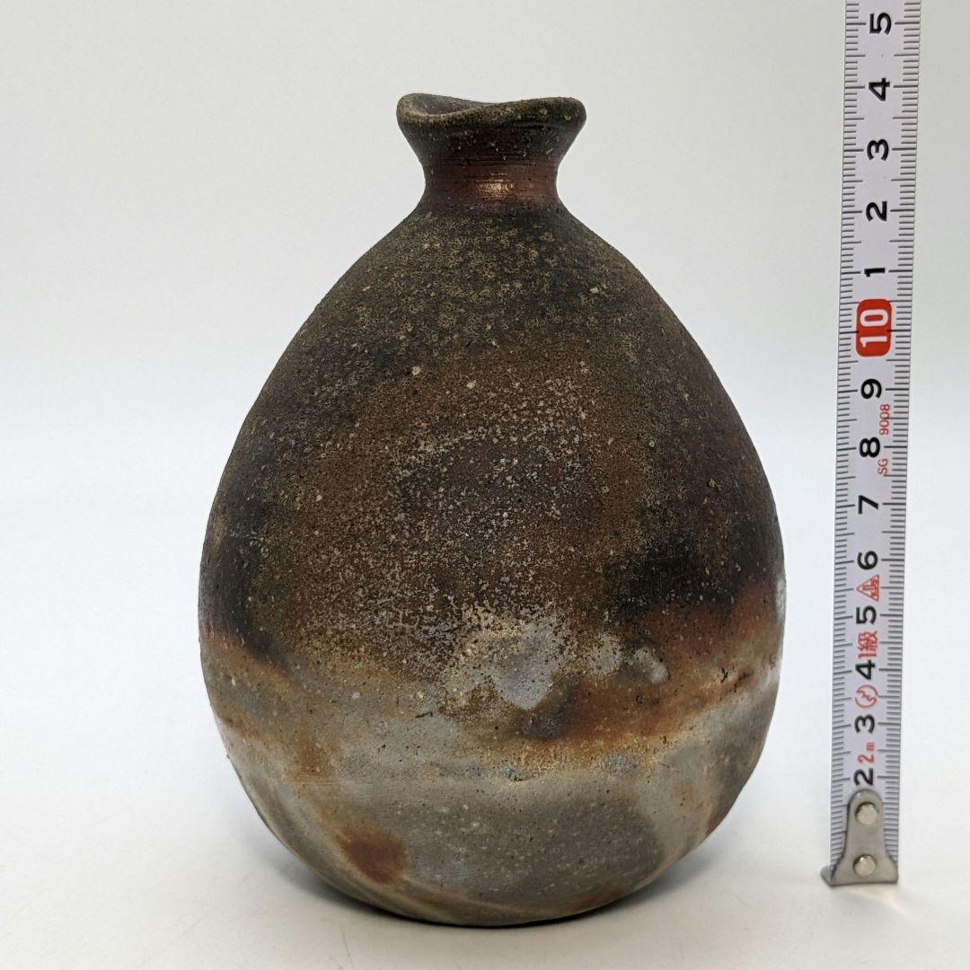 藤原謙（三代目藤原楽山） 造 備前焼 金彩緋襷徳利&酒呑 合箱合布 ぐい呑 酒器