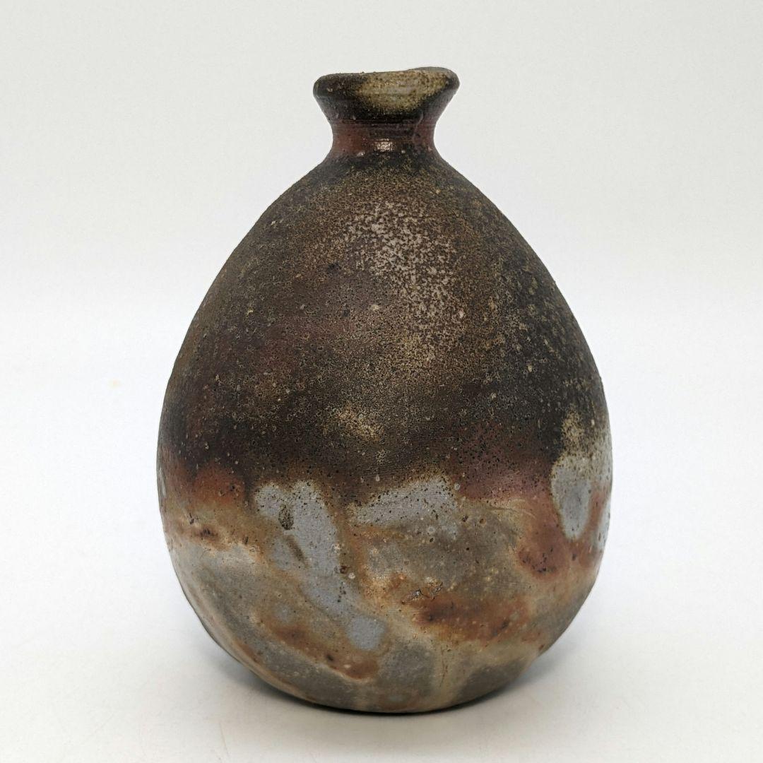 藤原謙（三代目藤原楽山） 造 備前焼 金彩緋襷徳利&酒呑 合箱合布 ぐい呑 酒器