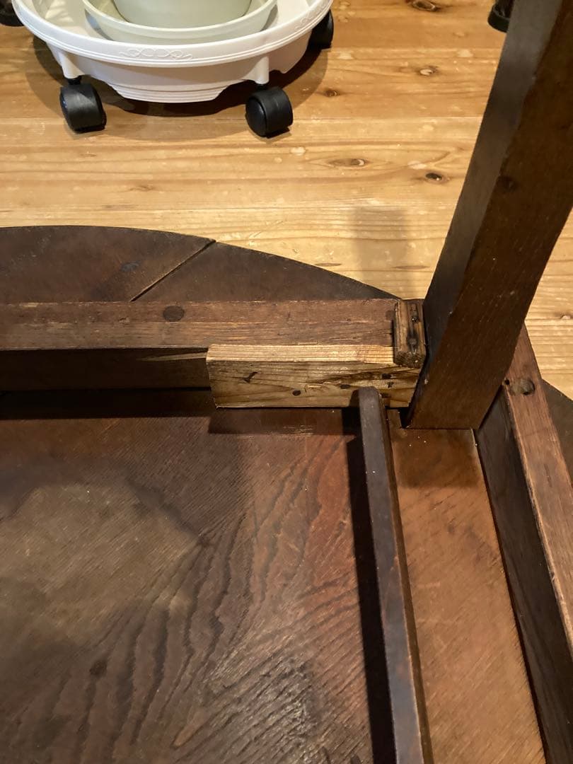 昭和レトロ　古い木製丸ローテーブル　折畳丸ちゃぶ台17直径900