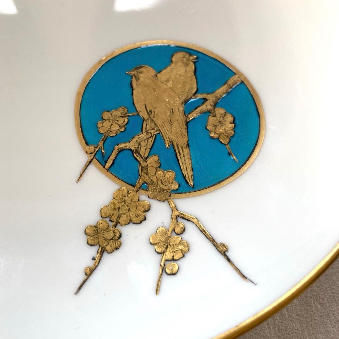 英国　John Mortlock 金彩　鳥文様　キャビネットプレート