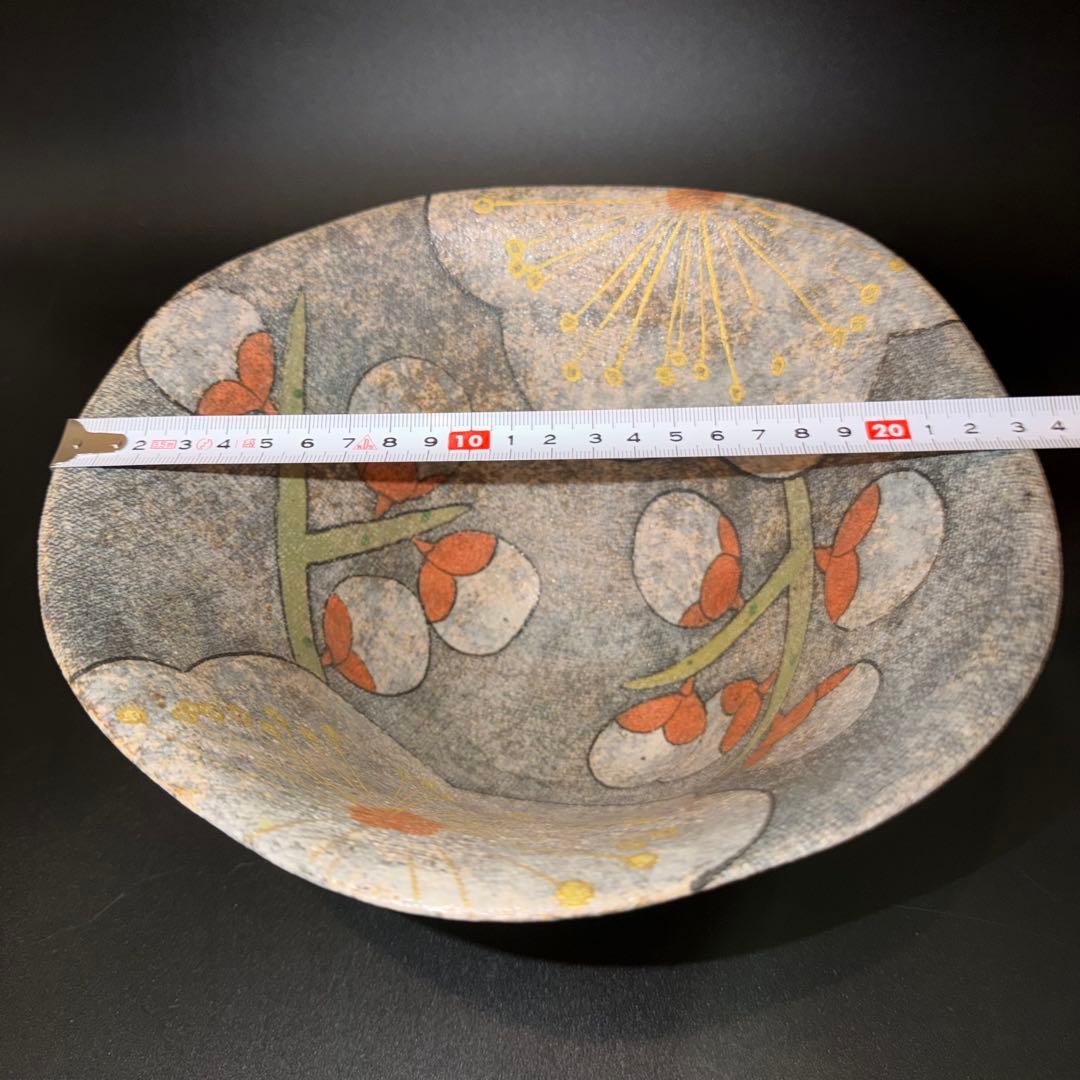 Z*ト様 伊藤東彦　布目梅文鉢　笠間焼　共箱　骨董　大鉢　盛鉢　皿　飾皿　菓子皿