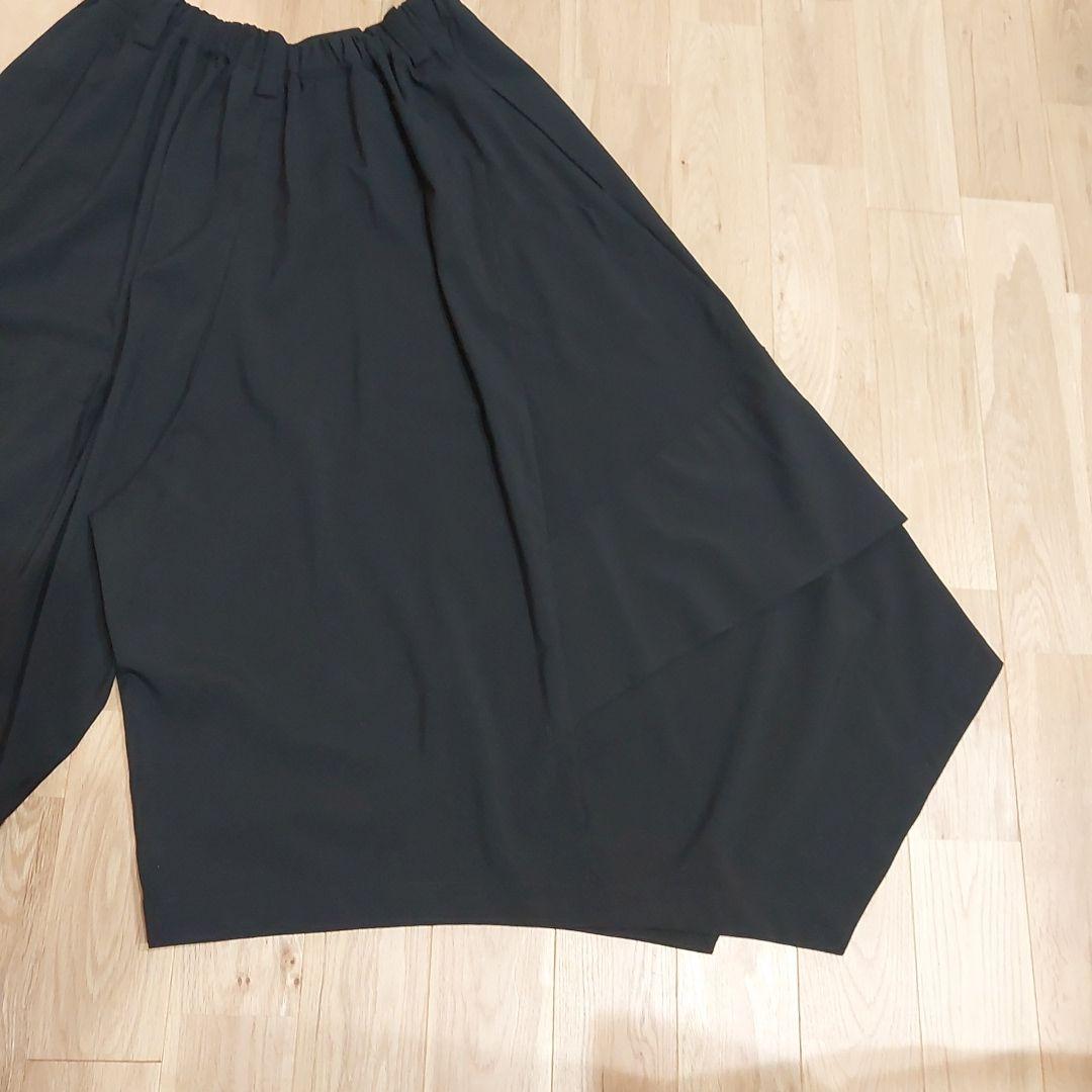 タグ付【MOYURU 萌】モユル 変形パンツ アシンメトリー ウエストゴム 黒