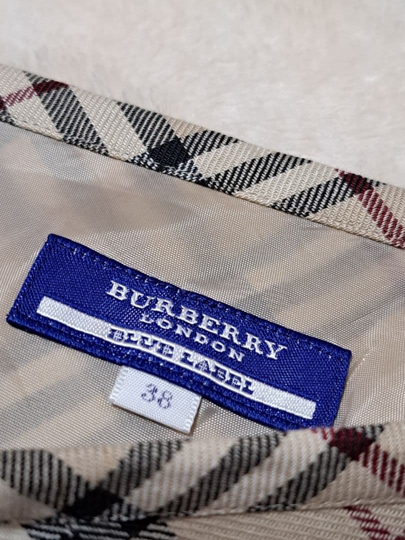 バーバリーブルーレーベル　ひざ丈スカート　ノバチェック　フレア　コットン　38