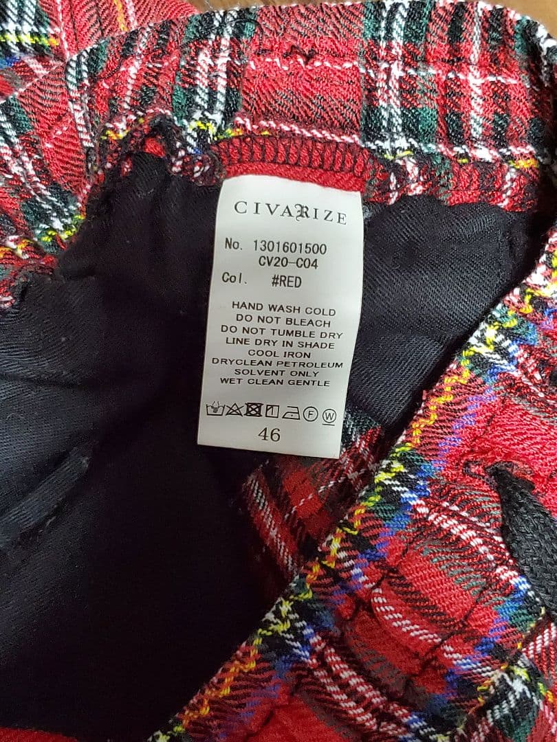 CIVARIZE 赤チェック柄サルエルパンツ 46