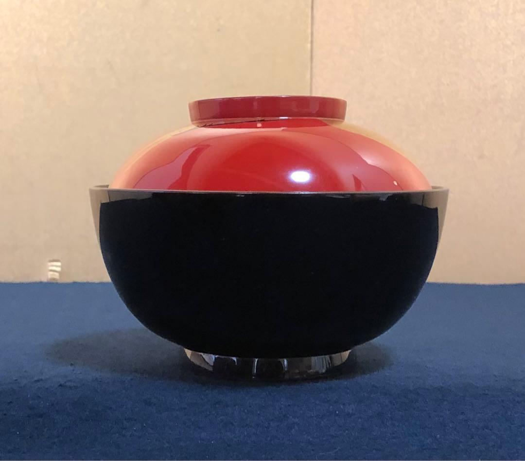 割引❗️《R》日の出椀5客 鶴波蒔絵 吸物椀 木製漆器 時代 251218か1