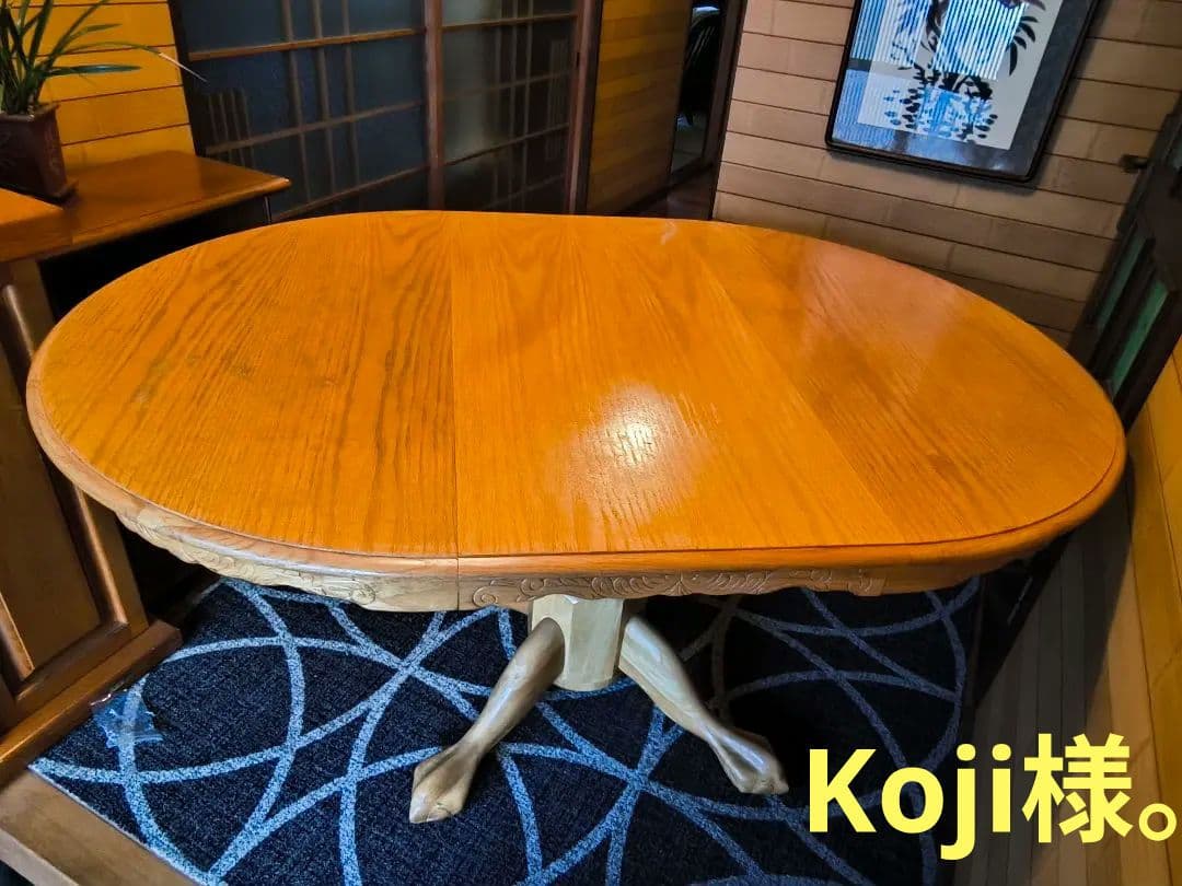シンリーダイニングテーブル　アンティーク　食卓テーブル　伸長式