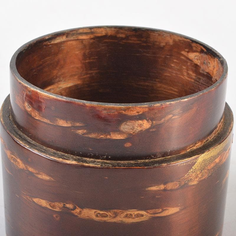 茶道具　越前塗　中出松峰作　螺鈿装飾　遠山桜蒔絵　桜中次　棗　共箱　V　6433