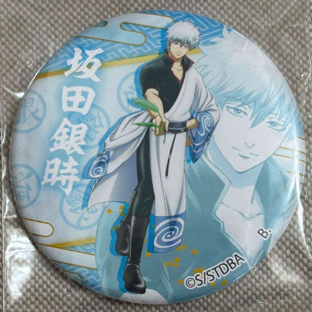 銀魂　缶バッジ　描き下ろし 花ver. キャラバッジ　坂田銀時　イラスト