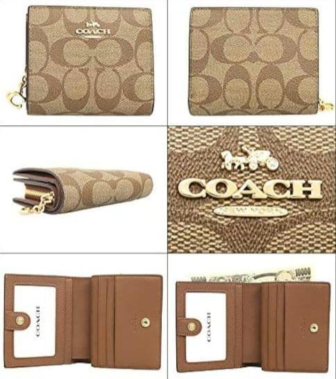 【訳あり】COACH C3309 Cチャーム シグネチャー 二つ折り財布