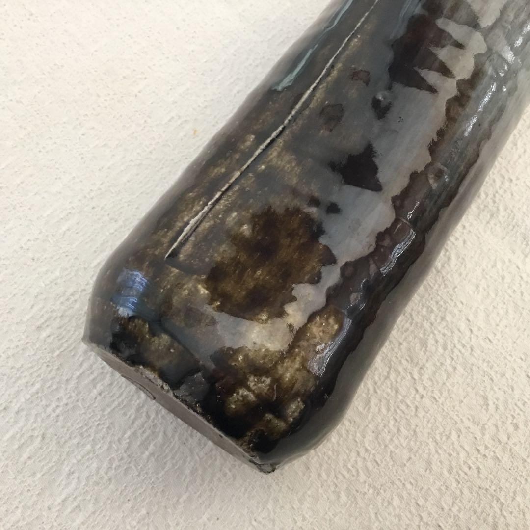 【唐津焼】今岳窯　溝上藻風　耳付き朝鮮唐津花入れ