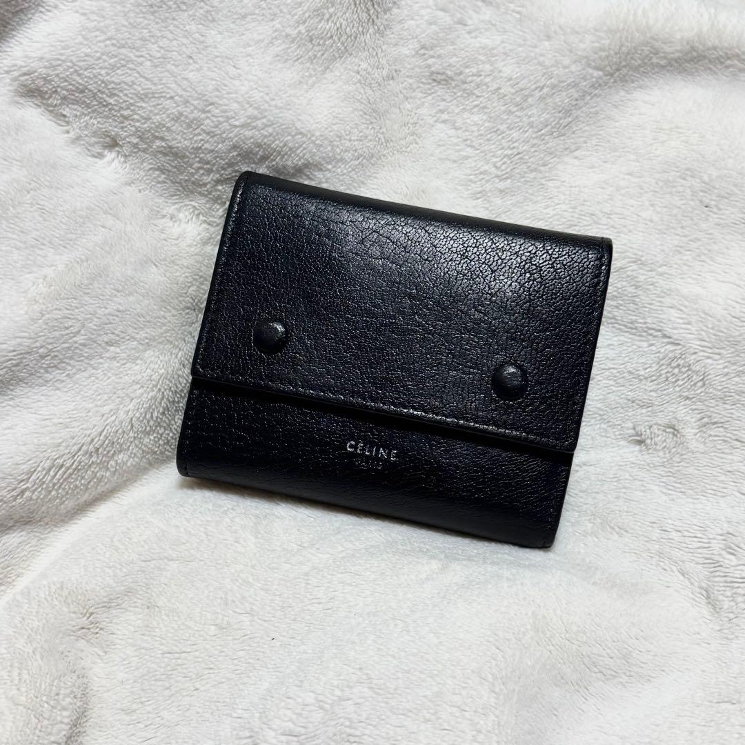 美品　セリーヌ Celine 三つ折り財布　ブラック